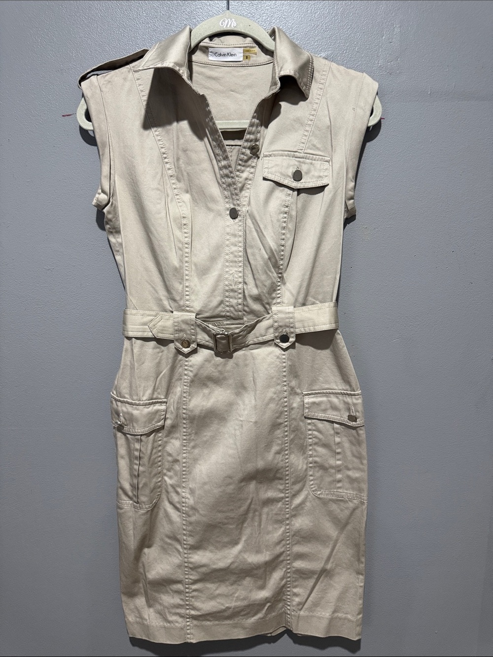 Calvin Klein Neutral Beige Shirt Dress